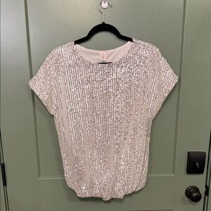 Sequin Short Sleeve Tee - Champagne Sparkle